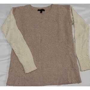 Banana Republic XS Petite Textured Knit Sweater Beige Cream Colorblock.